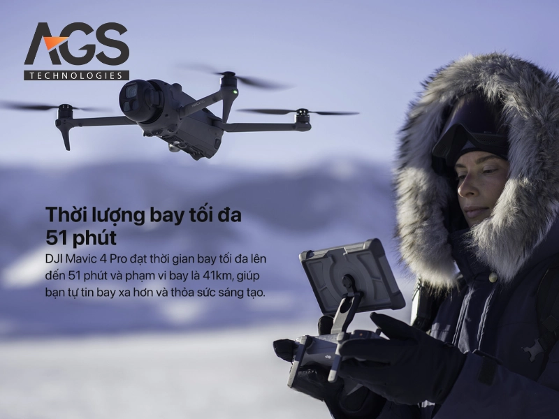DJI Mavic 4 Pro có thời gian bay tối đa lên tới 51 phút